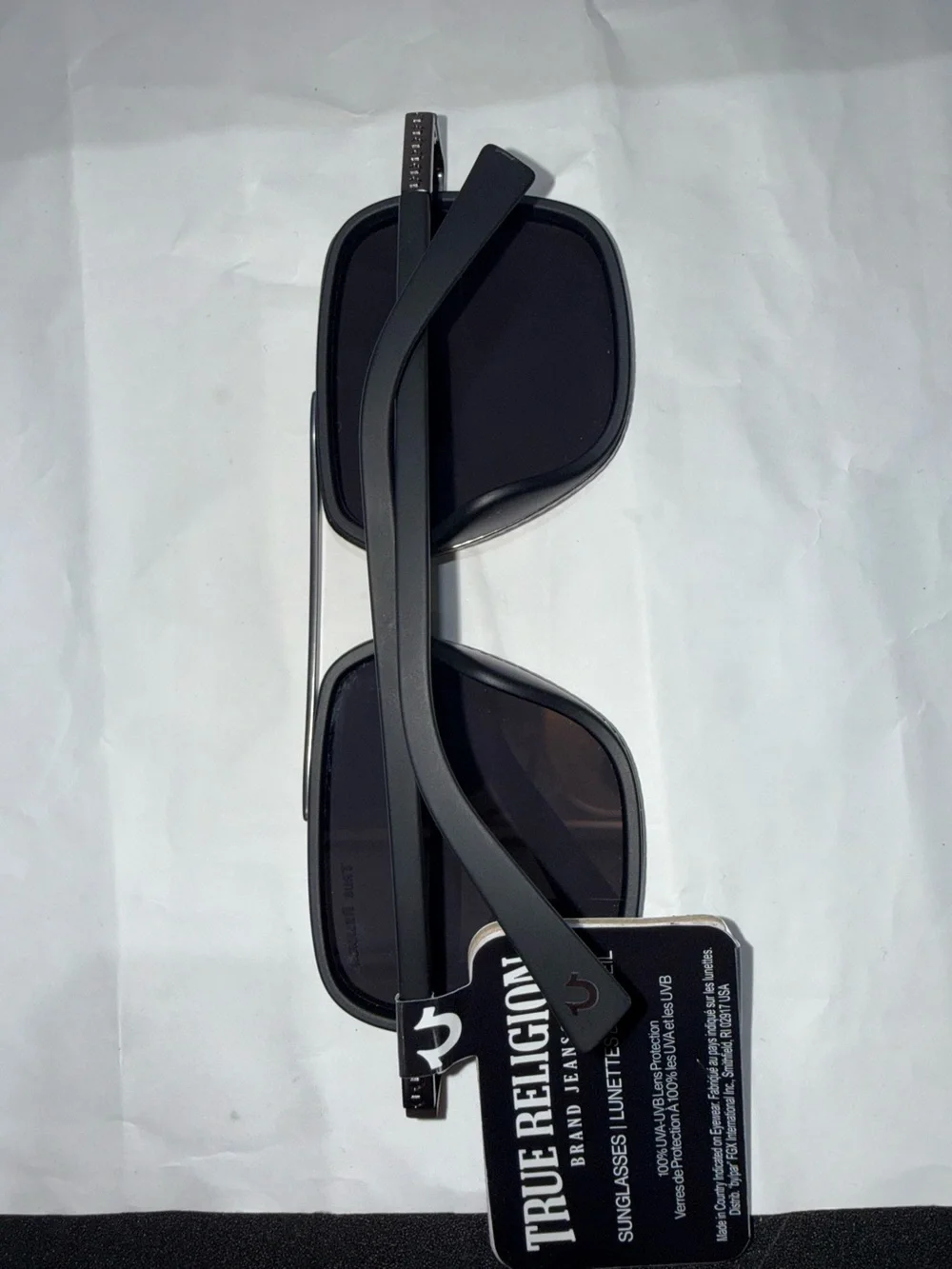 NWT True Religion SR1025 Aviator Sunglasses Black Double Bridge-Unisex